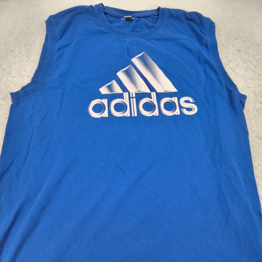 Adidas Sleeveless Athletic Tank Top Shirt Adult Mens Size Medium M Blue White